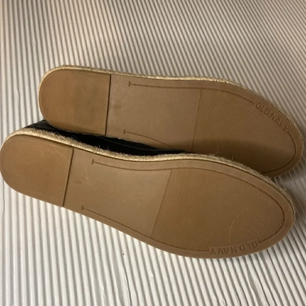 Faux-Leather Espadrille Flats size 8 NWT